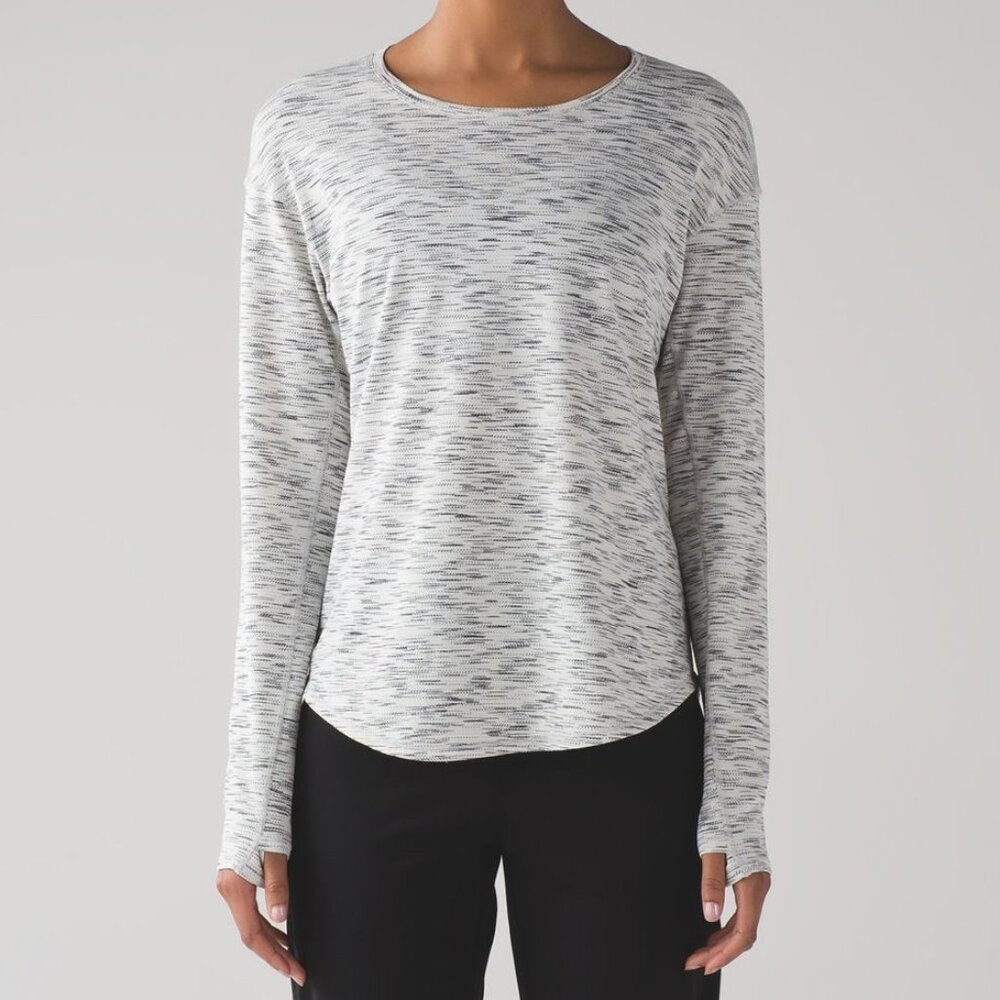 Lululemon Lost In Pace Long Sleeve Tiger Space Dye Black White size 10